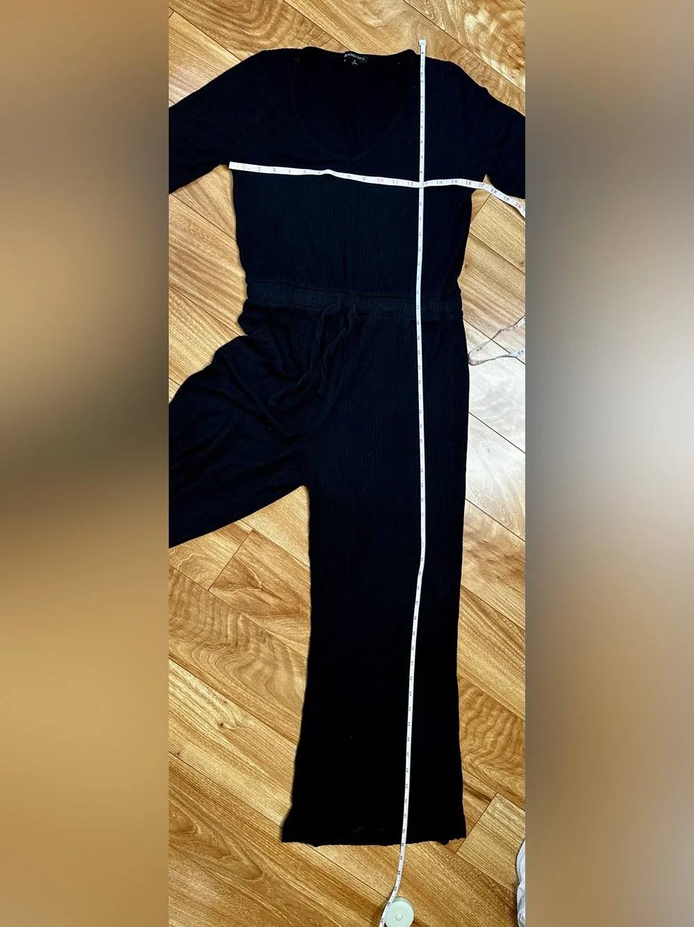 Beyond Yoga Draw the Line Ribbed Wide Leg Jumpsuit Black Medium